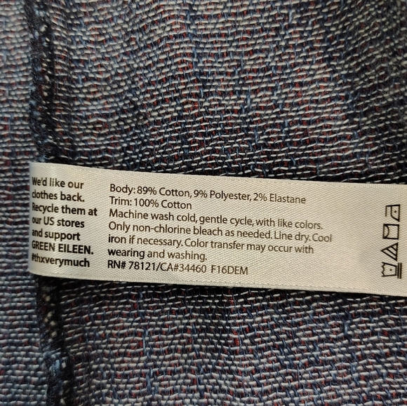 Eileen Fisher women's woven denim cardigan jacket, textured, sz 2P, oversized. - Picture 10 of 13